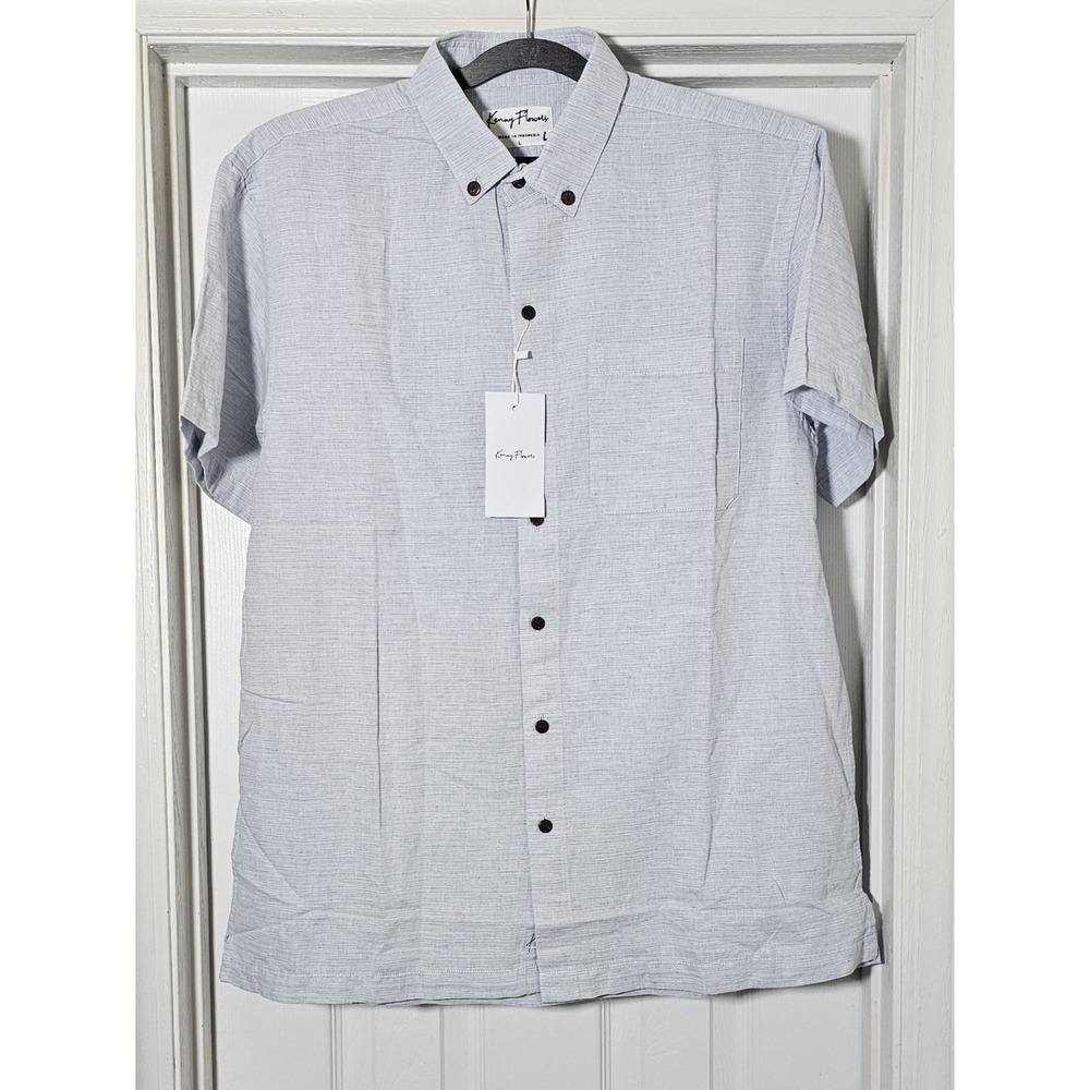 Kenny Flowers Men's Longsleeve Blue Linen Shirt The Icebreaker Size Large